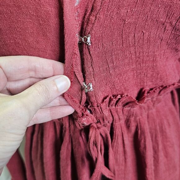 Peach Love California Red Bohemian Surplice Mini Dress Size Small - Picture 4 of 12